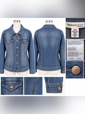 Style&Co Denim Jacket Women’s 18W Blue Stretch Jean Jacket